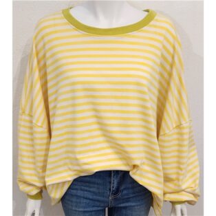 Diverse – Aylsa Striped Sweatshirt – Lemon and Cream