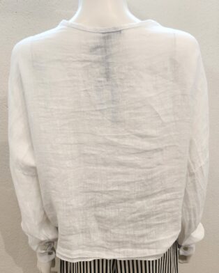 Diverse – Agnes 100% Linen Tie Front Shirt – White