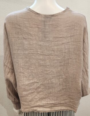 Diverse – Agnes 100% Linen Tie Front Shirt – Sand