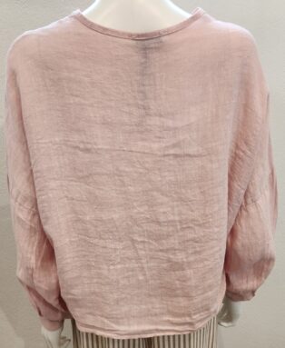 Diverse – Agnes 100% Linen Tie Front Shirt – Pink