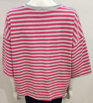 Diverse – Anna – Stripe T.Shirt – Marl Grey and Pink