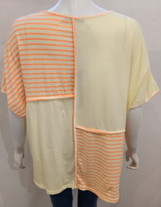 Diverse – Aimee Striped Panel T.Shirt – Yellow and Orange