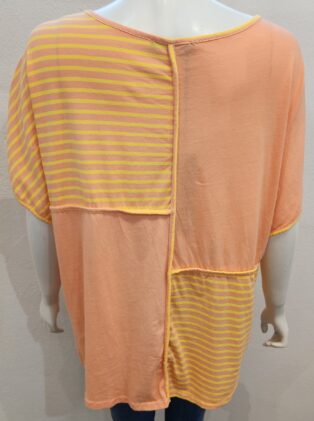 Diverse – Aimie Striped Panel T.Shirt – Mango and Yellow