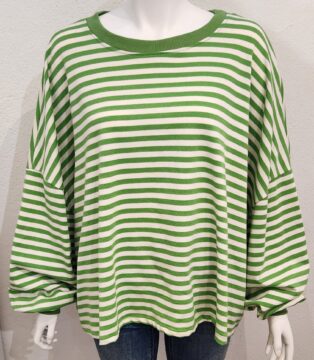 Aylsa – Striped Sweatshirt – Green and Cream