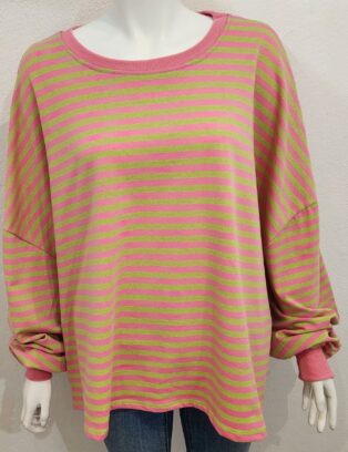 Diverse – Aylsa Striped Sweatshirt – Lime and Pink