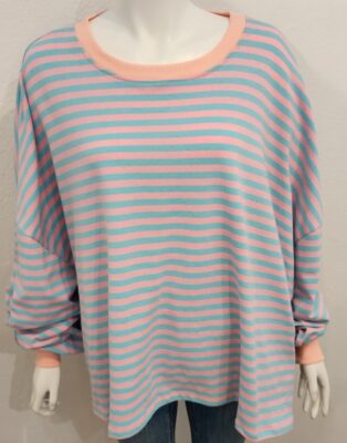 Diverse – Aylsa Striped Sweatshirt – Blue and Pink