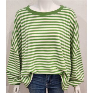 Aylsa – Striped Sweatshirt – Green and Cream
