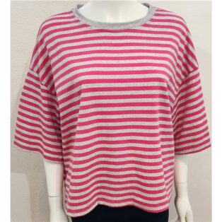 Diverse – Anna – Stripe T.Shirt – Marl Grey and Pink