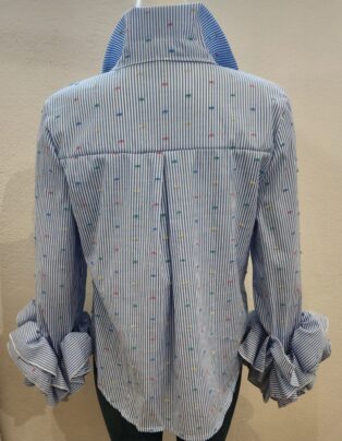 Diverse – April Ruffle Sleeve Blouse – Blue