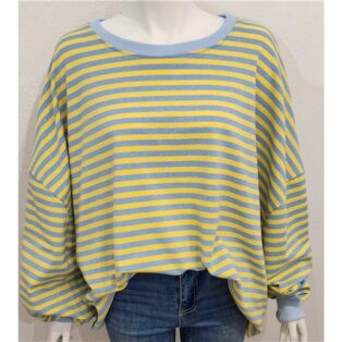 Diverse – Aylsa Striped Sweatshirt – Blue and Lemon