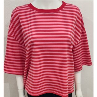 Diverse – Anna Stripe T.Shirt – Red and Pink