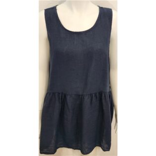 Diverse – Betty 100% Linen Button Back Tunic – Navy