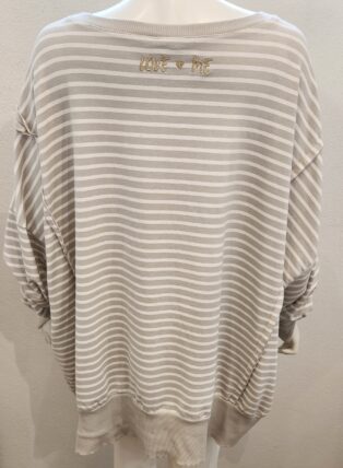 Diverse – Stripe Love Me Sweatshirt – Grey and White