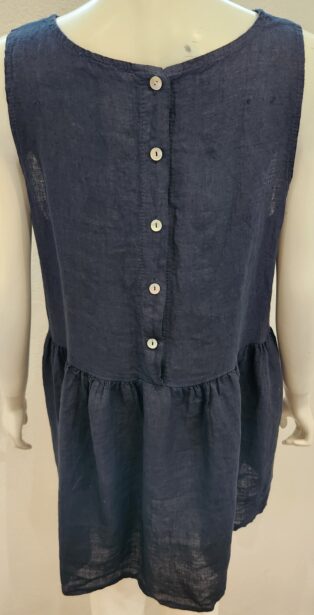 Diverse – Betty 100% Linen Button Back Tunic – Navy