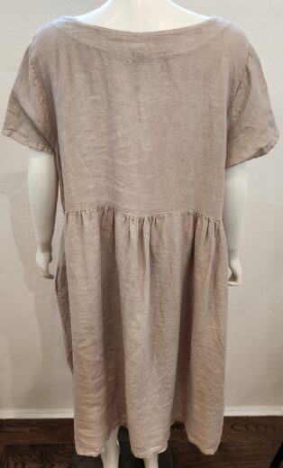 Diverse – Bella – 100% Linen Cap Sleeve Dress – Sand