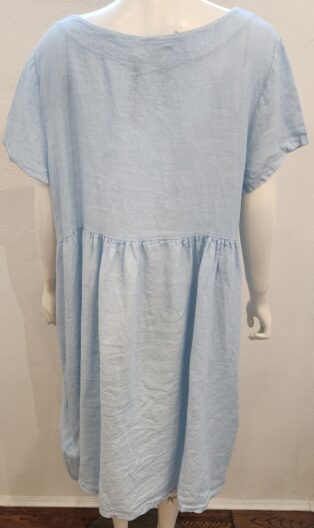 Diverse – Bella 100% Linen Cap Sleeve Dress – Sky Blue