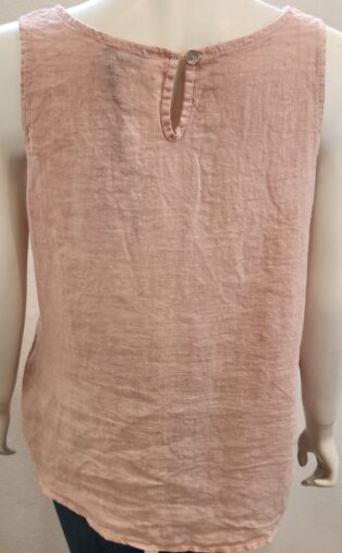 Diverse – Christina 100% Linen Tie Front Blouse – Dusky Pink
