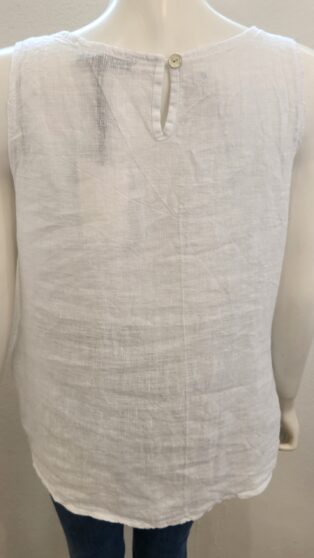 Diverse – Christina 100% Linen Tie Front Shirt – White