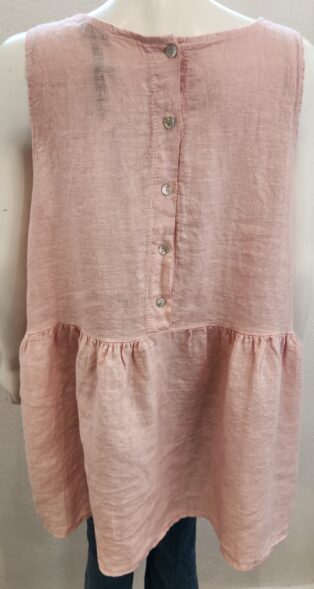 Diverse – Betty 100% Linen Tunic – Dusky Pink