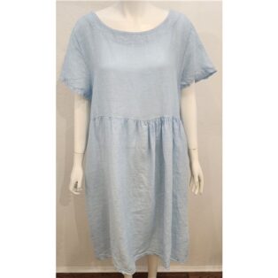 Diverse – Bella 100% Linen Cap Sleeve Dress – Sky Blue