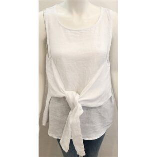 Diverse – Christina 100% Linen Tie Front Shirt – White