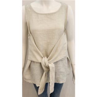 Diverse – Christina 100% Linen Tie Front Shirt – Sand