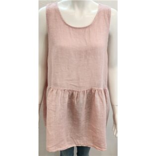 Diverse – Betty 100% Linen Tunic – Dusky Pink