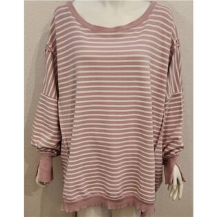 Diverse – Love Me Striped Sweatshirt- Soft Pink