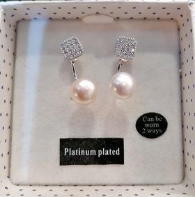 Pearl and diamond Platinum plated