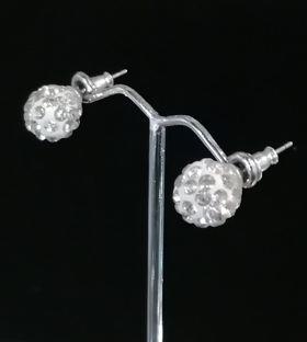 silver and white glitter ball earrings